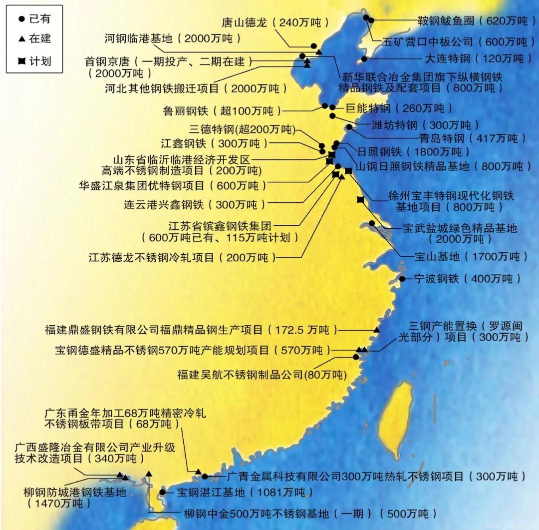 我國五大鋼鐵沿海基地產能布局已達1億噸 